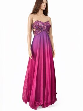 Blondie Nights Ombré and Sequin Strapless Dress Gown Prom Ball 5